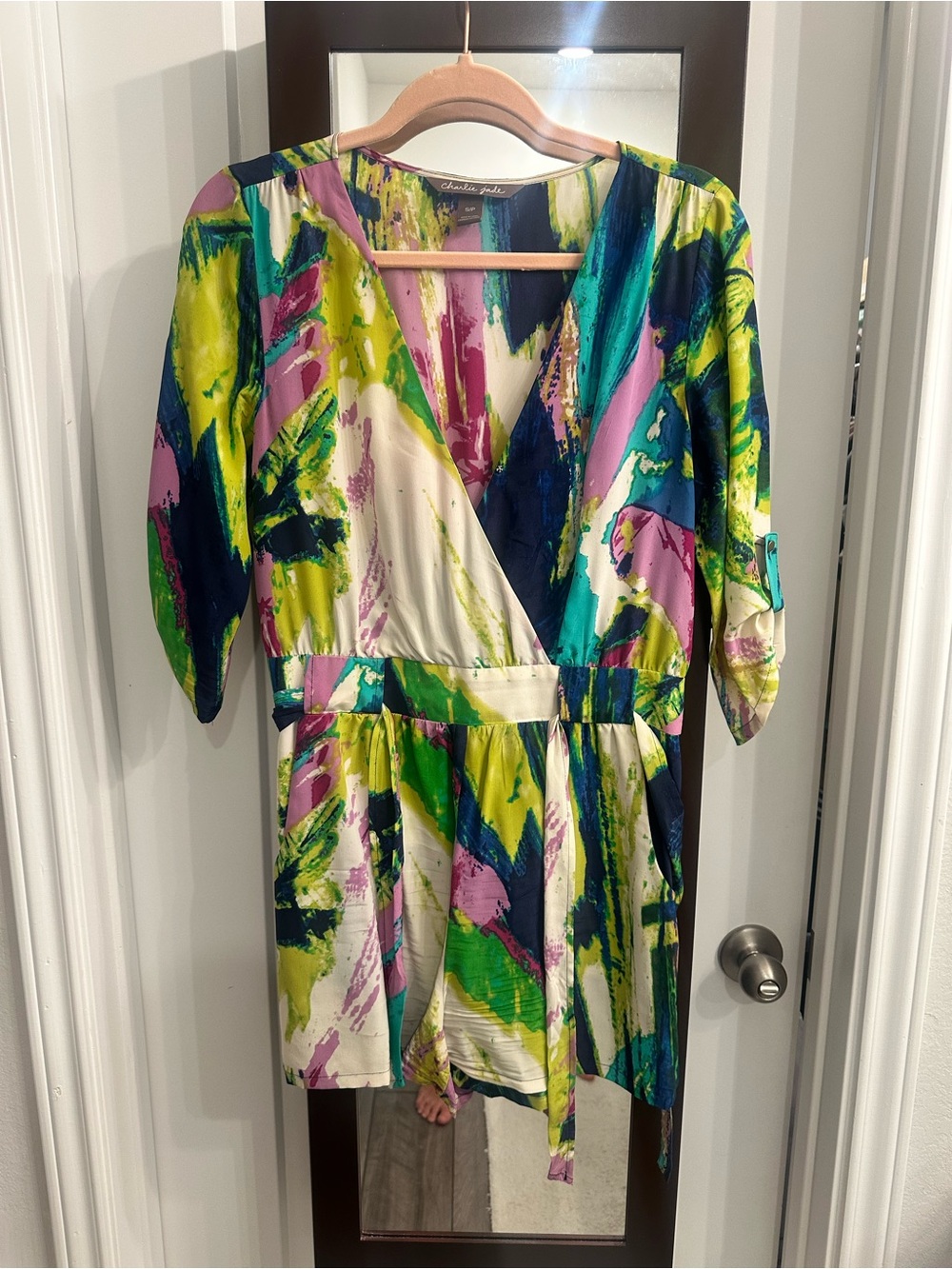 charlie jade Multicolor Abstract Stripe Blouse